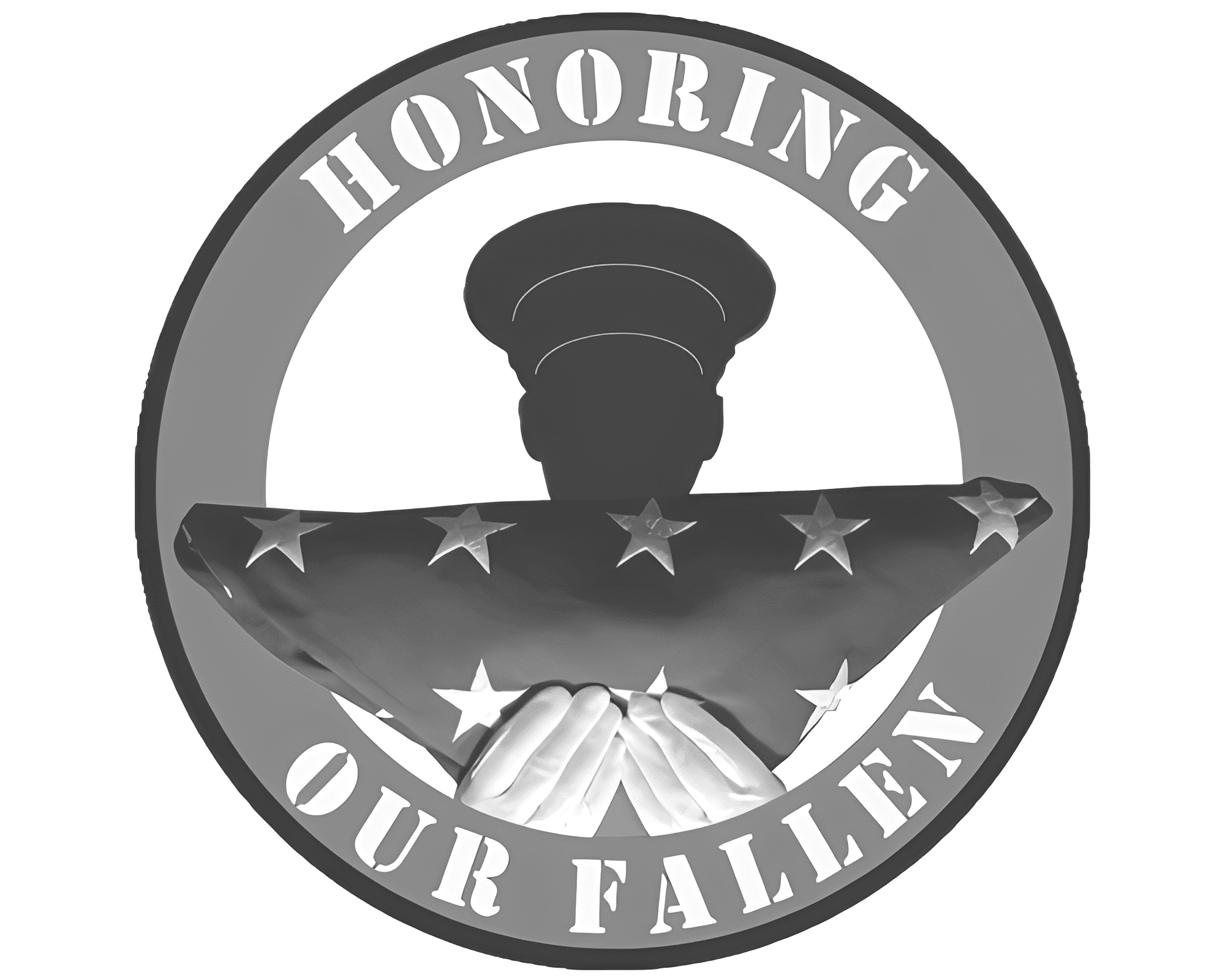 Silhouette holding folded American flag, honoring fallen.