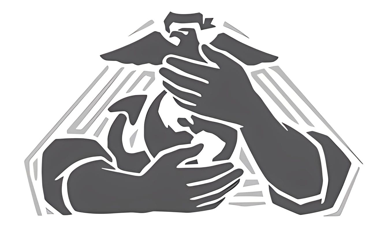 Hands holding Earth and bird symbol.