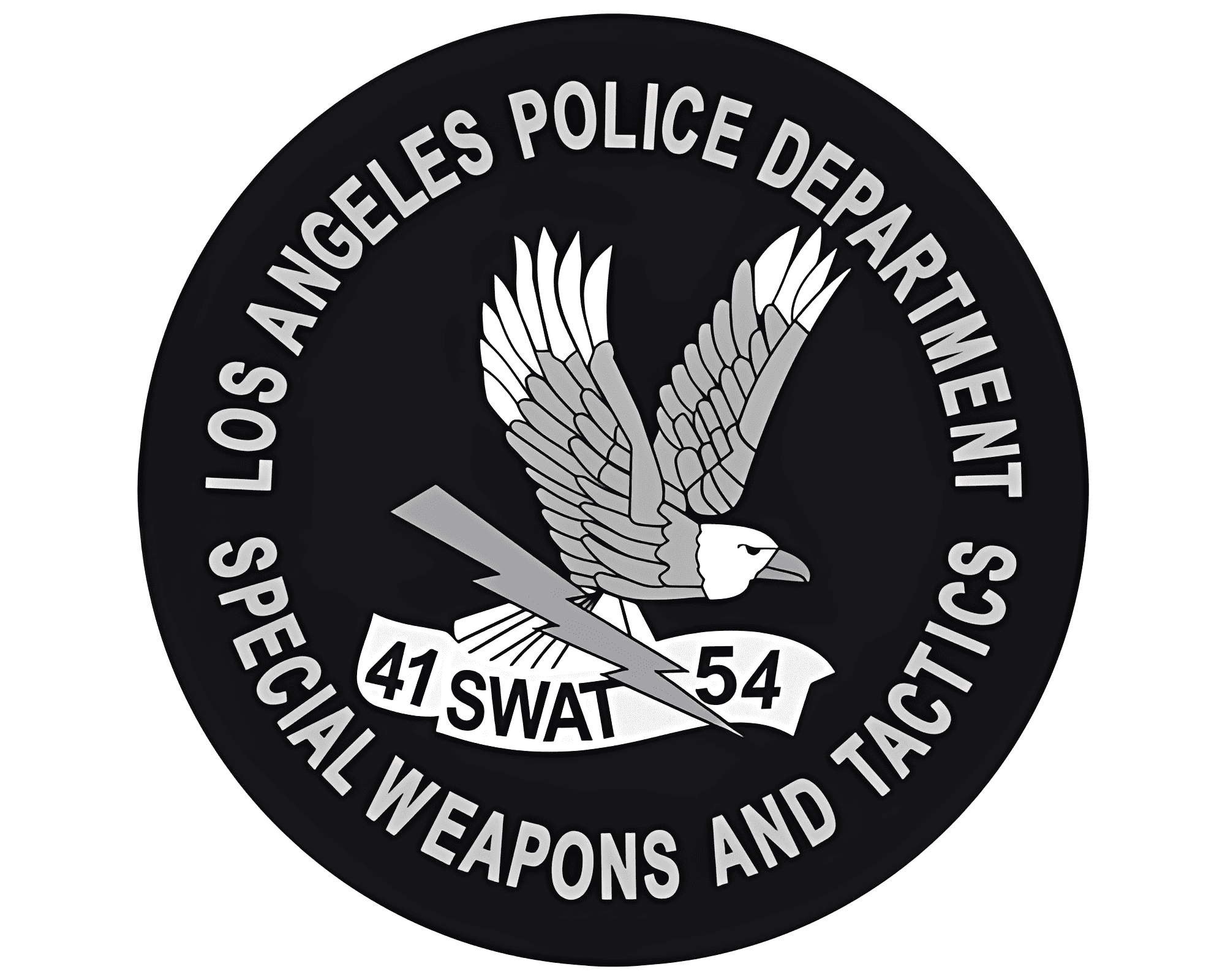 LAPD SWAT emblem with eagle and lightning.